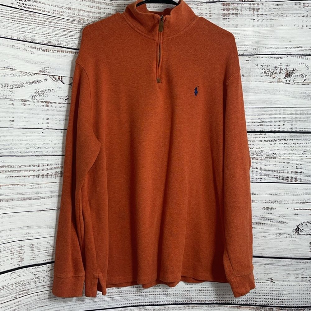 Polo Ralph Lauren pullover Mens XL quarter Zip sweatshirt pony cotton Pony - Picture 2 of 10